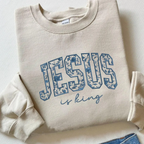 Jesus Is King Embroidered Sweatshirt